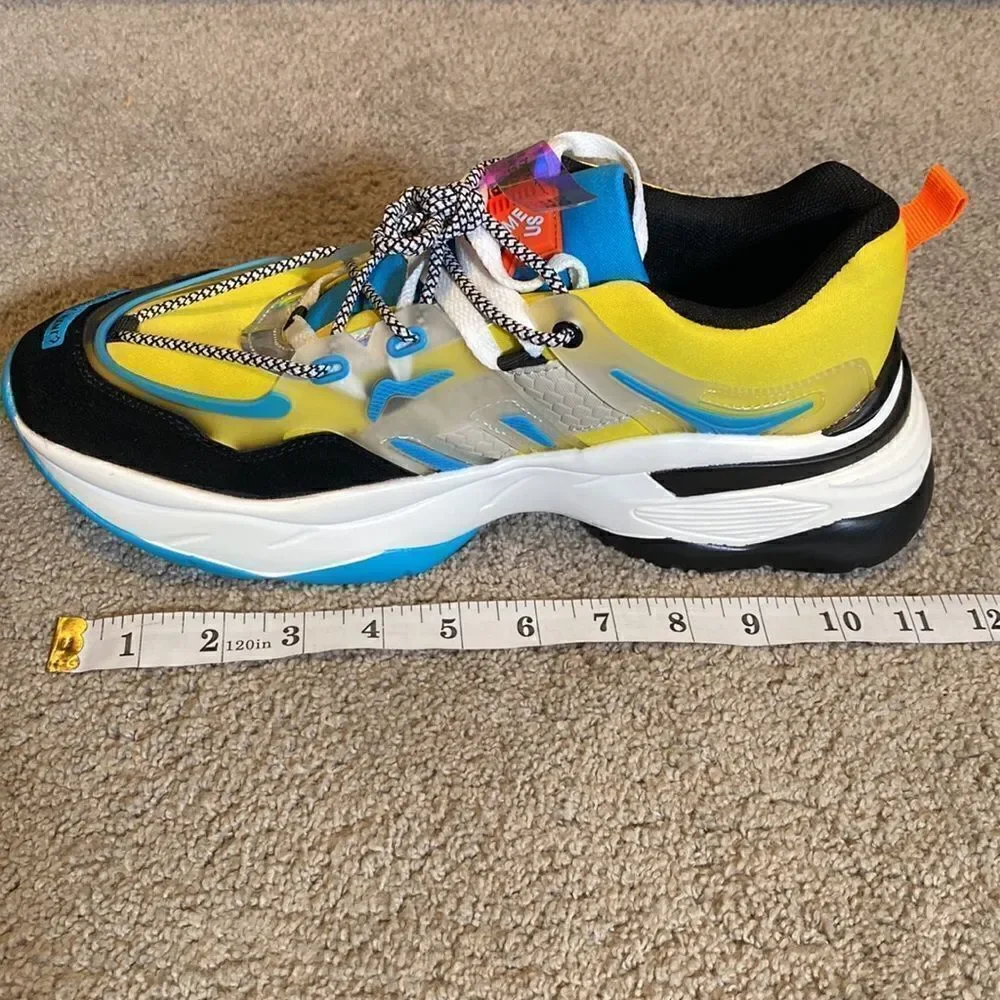 Men’s Fashion Sneakers Shoes Blue & Yellow Size 11 NEW
